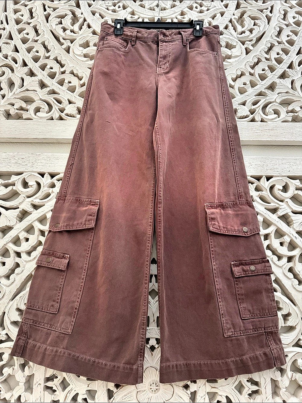 BDG Thick 100% Cotton Cargo Distressed Wide Leg Pants